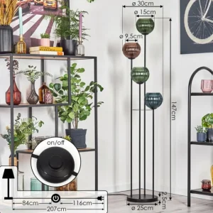 hofstein Koyoto Lampadaire 30 cm Bleu, Vert, Cuivré, 4 lumières* Lampes Modernes