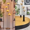 hofstein Koyoto Lampadaire 30 cm Bois foncé, Noir, 4 lumières* Lampes Modernes