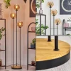 hofstein Koyoto Lampadaire 30 cm Bois foncé, Noir, 3 lumières* Lampes Modernes