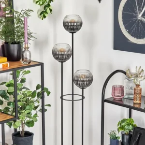 hofstein Koyoto Lampadaire 30 cm Bois clair, Noir, 3 lumières* Lampes Modernes