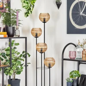 hofstein Koyoto Lampadaire 30 cm Bois clair, Noir, 4 lumières* Lampes Modernes