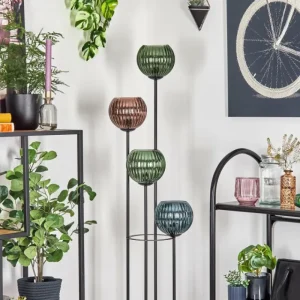 hofstein Koyoto Lampadaire 30 cm Bois clair, Noir, 4 lumières* Lampes Modernes
