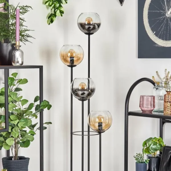 hofstein Koyoto Lampadaire 30 cm Bois clair, Noir, 4 lumières* Lampes Modernes