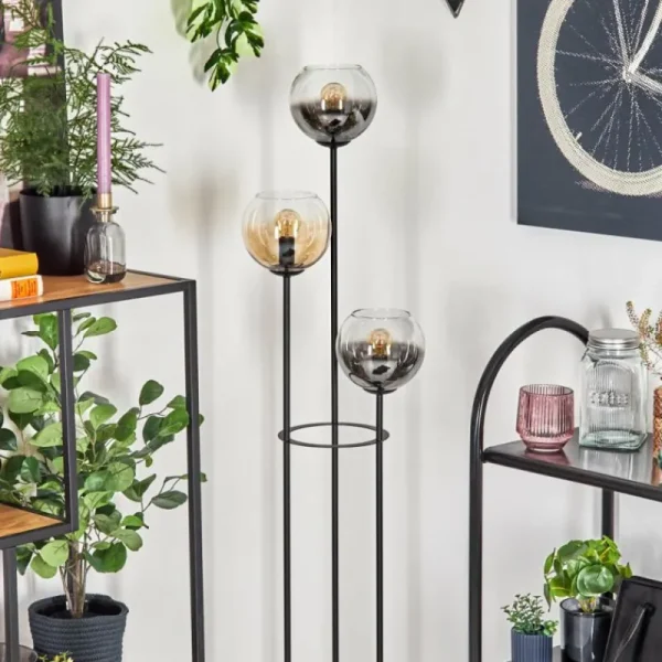 hofstein Koyoto Lampadaire 30 cm Bois clair, Noir, 3 lumières* Lampes Modernes
