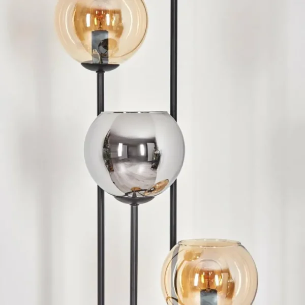 hofstein Koyoto Lampadaire 30 cm Bois foncé, Noir, 4 lumières* Lampes Modernes