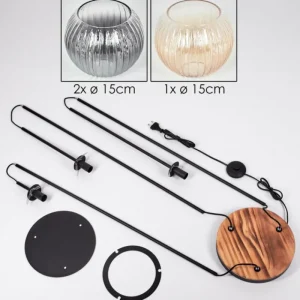 hofstein Koyoto Lampadaire 30 cm Bois clair, Noir, 3 lumières* Lampes Modernes