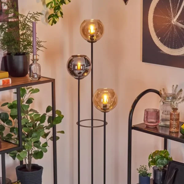 hofstein Koyoto Lampadaire 25 cm Bois clair, Noir, 3 lumières* Lampes Modernes