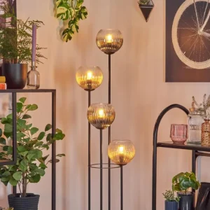 hofstein Koyoto Lampadaire 30 cm Bois clair, Noir, 4 lumières* Lampes Modernes