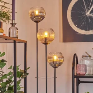 hofstein Koyoto Lampadaire 30 cm Bois clair, Noir, 3 lumières* Lampes Modernes