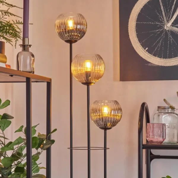 hofstein Koyoto Lampadaire 30 cm Bois clair, Noir, 3 lumières* Lampes Modernes