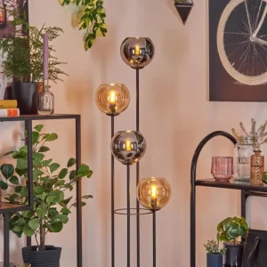 hofstein Koyoto Lampadaire 30 cm Bois clair, Noir, 4 lumières* Lampes Modernes