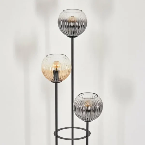 hofstein Koyoto Lampadaire 30 cm Bois foncé, Noir, 3 lumières* Lampes Modernes