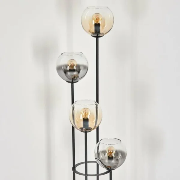 hofstein Koyoto Lampadaire 30 cm Bois clair, Noir, 4 lumières* Lampes Modernes