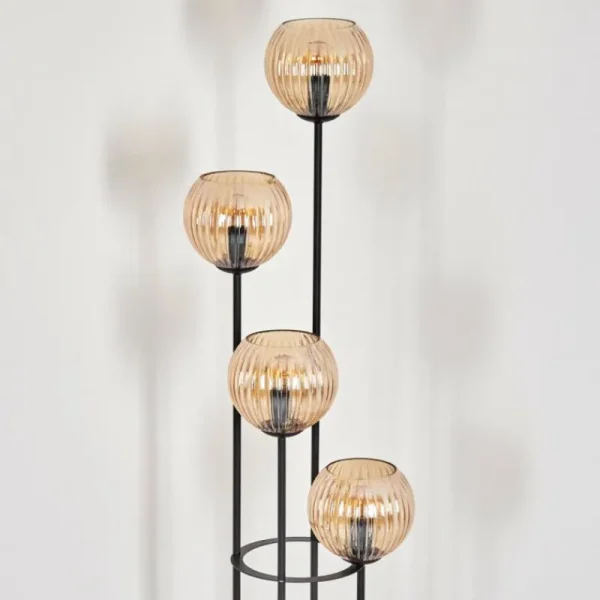 hofstein Koyoto Lampadaire 30 cm Bois clair, Noir, 4 lumières* Lampes Modernes