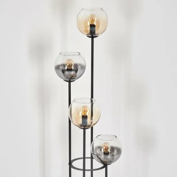 hofstein Koyoto Lampadaire 30 cm Bois foncé, Noir, 4 lumières* Lampes Modernes