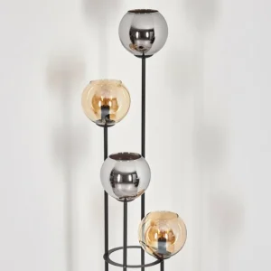 hofstein Koyoto Lampadaire 30 cm Bois foncé, Noir, 4 lumières* Lampes Modernes