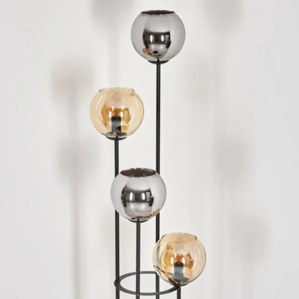 hofstein Koyoto Lampadaire 30 cm Bois foncé, Noir, 4 lumières* Lampes Modernes
