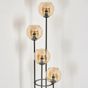 hofstein Koyoto Lampadaire 30 cm Bois foncé, Noir, 4 lumières* Lampes Modernes