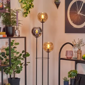 hofstein Koyoto Lampadaire 25 cm Bois clair, Noir, 3 lumières* Lampes Modernes