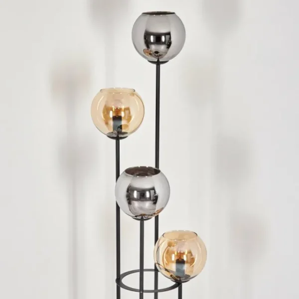 hofstein Koyoto Lampadaire 30 cm Bois clair, Noir, 4 lumières* Lampes Modernes