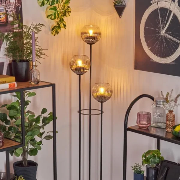 hofstein Koyoto Lampadaire 30 cm Bois clair, Noir, 3 lumières* Lampes Modernes