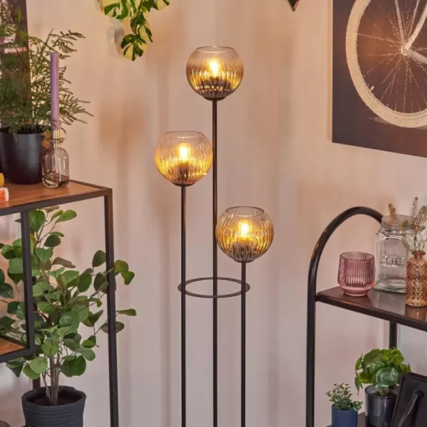 hofstein Koyoto Lampadaire 30 cm Bois clair, Noir, 3 lumières* Lampes Modernes