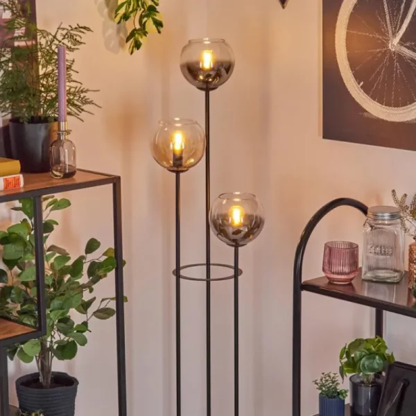 hofstein Koyoto Lampadaire 30 cm Bois clair, Noir, 3 lumières* Lampes Modernes