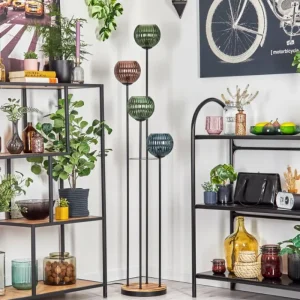 hofstein Koyoto Lampadaire 30 cm Bois clair, Noir, 4 lumières* Lampes Modernes