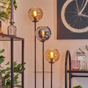 hofstein Koyoto Lampadaire 25 cm Bois clair, Noir, 3 lumières* Lampes Modernes
