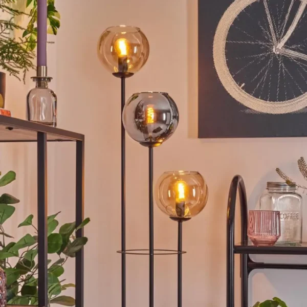 hofstein Koyoto Lampadaire 25 cm Bois clair, Noir, 3 lumières* Lampes Modernes