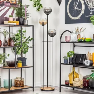 hofstein Koyoto Lampadaire 30 cm Bois clair, Noir, 3 lumières* Lampes Modernes