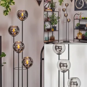 hofstein Koyoto Lampadaire 30 cm Chrome, Fumé, 4 lumières* Lampes Modernes