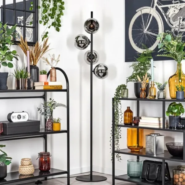 hofstein Koyoto Lampadaire 31 cm Chrome, Fumé, 4 lumières* Lampes Modernes