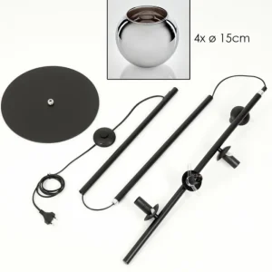 hofstein Koyoto Lampadaire 31 cm Chrome, Fumé, 4 lumières* Lampes Modernes