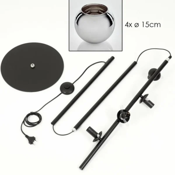 hofstein Koyoto Lampadaire 31 cm Chrome, Fumé, 4 lumières* Lampes Modernes
