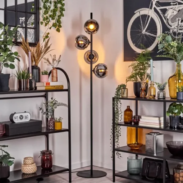 hofstein Koyoto Lampadaire 31 cm Chrome, Fumé, 4 lumières* Lampes Modernes