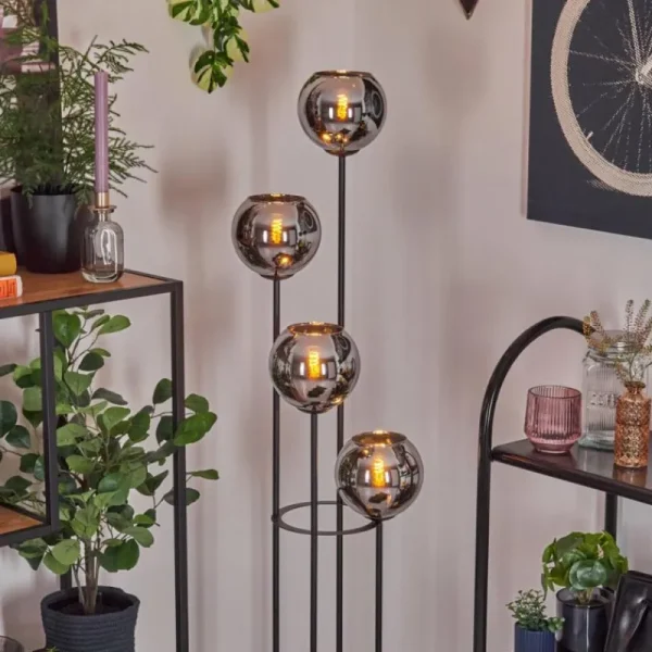 hofstein Koyoto Lampadaire 30 cm Chrome, Fumé, 4 lumières* Lampes Modernes