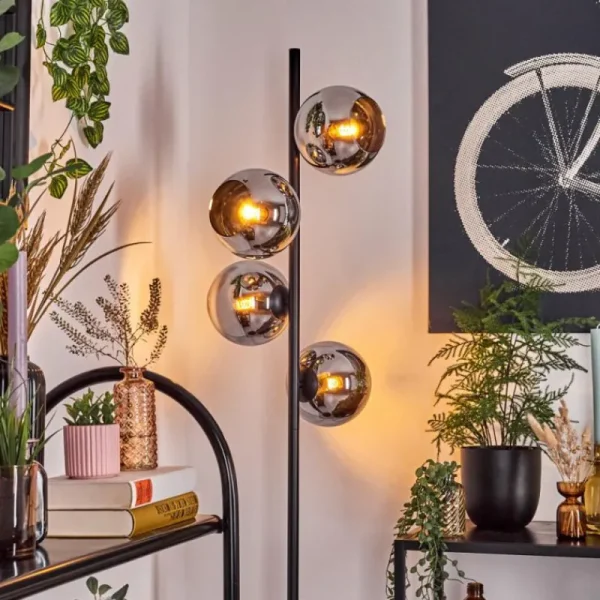 hofstein Koyoto Lampadaire 31 cm Chrome, Fumé, 4 lumières* Lampes Modernes