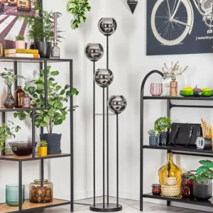 hofstein Koyoto Lampadaire 30 cm Chrome, Fumé, 4 lumières* Lampes Modernes