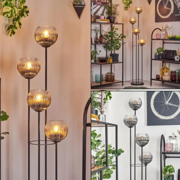 hofstein Koyoto Lampadaire 30 cm Clair, Fumé, 4 lumières* Lampes Modernes