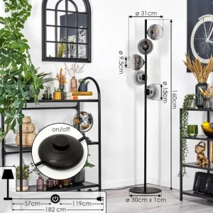 hofstein Koyoto Lampadaire 33 cm Clair, Fumé, 5 lumières* Lampes Modernes