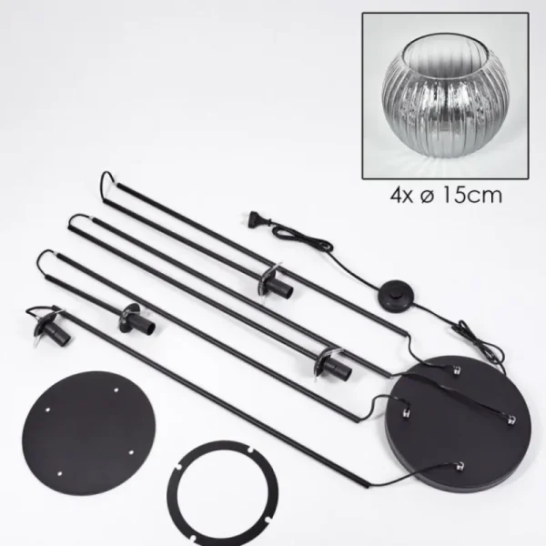 hofstein Koyoto Lampadaire 30 cm Clair, Fumé, 4 lumières* Lampes Modernes