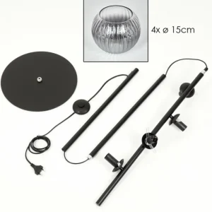 hofstein Koyoto Lampadaire 31 cm Clair, Fumé, 4 lumières* Lampes Modernes