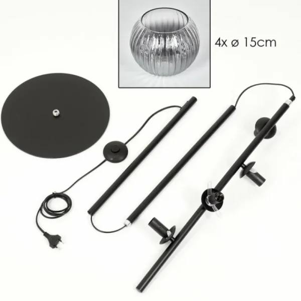 hofstein Koyoto Lampadaire 31 cm Clair, Fumé, 4 lumières* Lampes Modernes