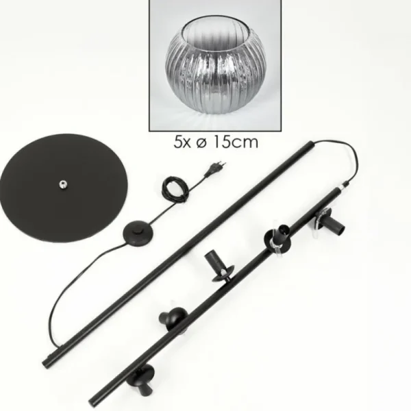 hofstein Koyoto Lampadaire 33 cm Clair, Fumé, 5 lumières* Lampes Modernes
