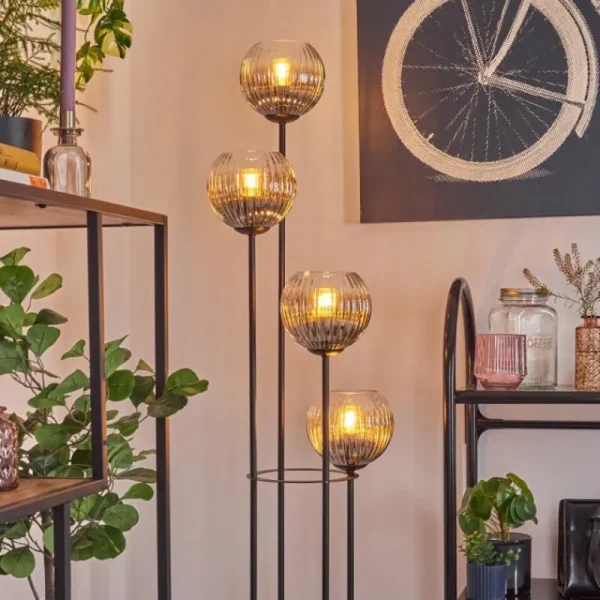 hofstein Koyoto Lampadaire 30 cm Clair, Fumé, 4 lumières* Lampes Modernes