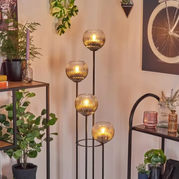 hofstein Koyoto Lampadaire 30 cm Clair, Fumé, 4 lumières* Lampes Modernes