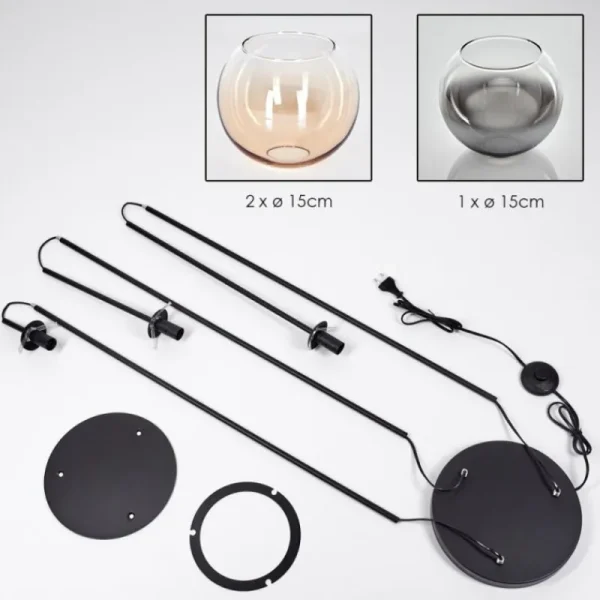 hofstein Koyoto Lampadaire 30 cm Noir, 3 lumières* Lampes Modernes