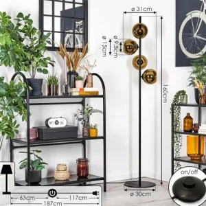 hofstein Koyoto Lampadaire 31 cm Or, 4 lumières* Lampes En Verre