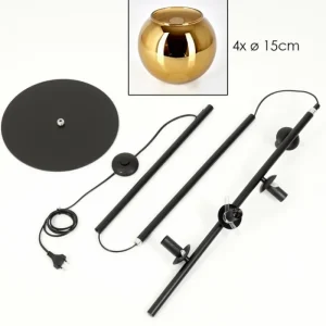 hofstein Koyoto Lampadaire 31 cm Or, 4 lumières* Lampes En Verre